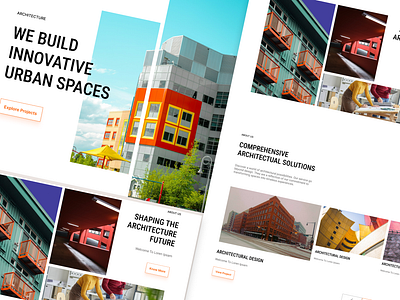 UrbanScape | Solutions for Modern Architecture UX UI Design architecture branding innovation landing page minimal ui orange solution ui uiuxsolutions user experience ux visual web ui website design white space