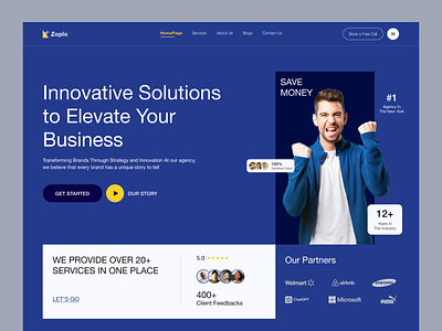 Zoplo - Agency Website Landing Page agency agency website business company corporate creative creative agency creative direction digital agency digital marketing digital studio elegant landing page marketing minimal modern portfolio service web design website