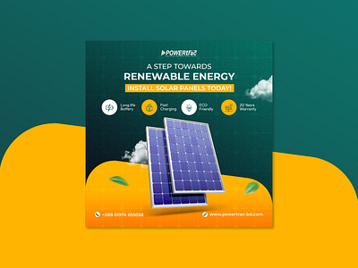 Solar Social Media Post Design branding eco go green graphic design motion graphics post power social media post solar solar pannel