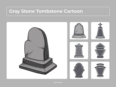 Gray Stone Tombstone Cartoon cartoon decoration design halloween illustration spooky tombstone