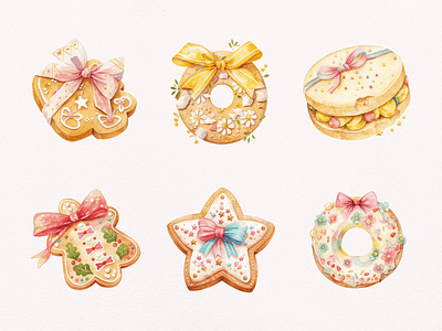 Cute Cookies and Donuts Illustration cake clipart clipart bundle clipart set cookies cute design dessert digital art donut illustration sweet watercolor