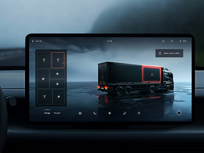 Truck concept animation car cargo concept dashboard design display hmi infotainment innovation transport truck ui