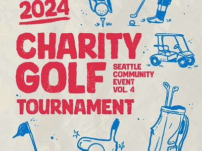 Seattle Golf - Charity Poster Event charity community event flyer golf hand drawn jeeshiu minimalist poster poster design sports