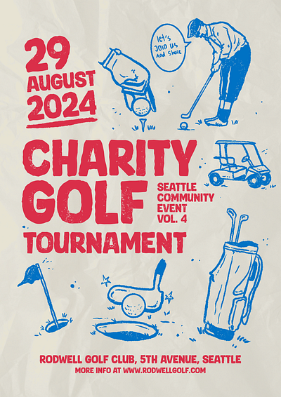 Seattle Golf - Charity Poster Event charity community event flyer golf hand drawn jeeshiu minimalist poster poster design sports