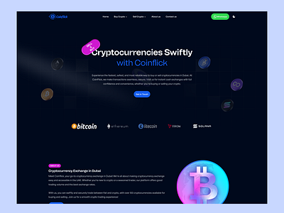 Crypto Landing Page bitcoin coin crypto cryptocurrency cryptos dark ethereum landing page light solana ui web design web3