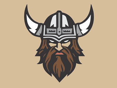 Viking 1 angry beard brown design gray helmet horns logo nordic vector viking warrior white