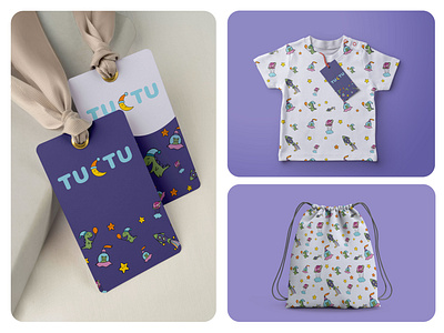 Brand identity for kids clothing brand - TUTU brand identity branding bright brand design children design clothing brand hand drawn illustration hand drawn pattern imagination kids clothing logo design logo inspiration merchandise packaging design pattern design playful design purple design t shirt print visual identity