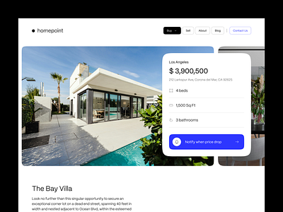 Real Estate - Property booking creative design detail page landing price property real estate ui ux web website