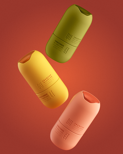 Branding & packaging design for DUET hair care line 3d active adobe photoshop beauty bottle branding conditioner cosmetics debossing form factor graphic design green hair care innovation logo packaging red shampoo visualisation yellow