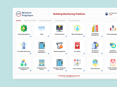 Smart Building Solutions: Maximizing Efficiency and Connectivity branding elevator energy optimizedtechnologiesinc smartbuilding ui water