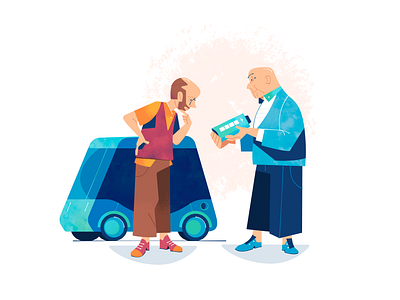 The Social Dynamics of Electric Car Adoption 2d illustration battery branding car illustration character character design editorial illustration electric car electric vehicle flat green energy illustration transportation