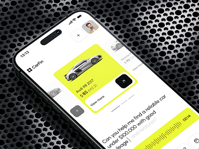 CarFin - Car AI Assistant ai app assistant auto car crm dashboard design interface mobile product saas service ui ux