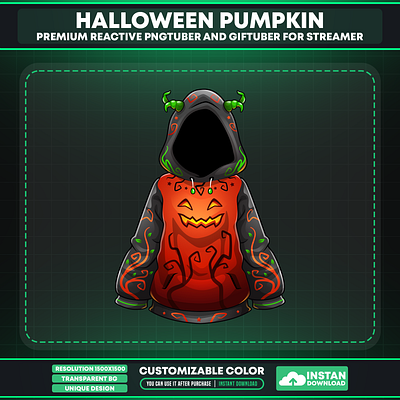 Vtuber Accessories Hoddie Halloween Pumpkin pumpkin hoodie