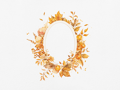 Watercolor Autumn Elegant Floral Frame autumn border clipart clipart bundle clipart set cute design digital art elegant fall frame illustration season watercolor