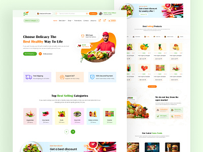 Grocery Website Shopify Store Landing Page Design branding design ecommerce ecommerce landing page ecommerce website grocery landing page grocery shop grocery web ui grocery website homepage landing page design online store product landing page shopify store shopify website ui ui kit ux design web design website design