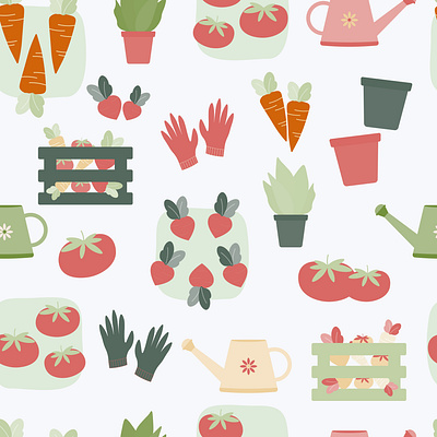 Seamless Gardening Pattern Designs design illustration