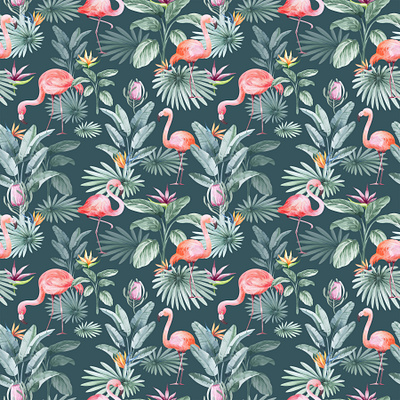 Tropical Flowers Seamless Pattern design illustration