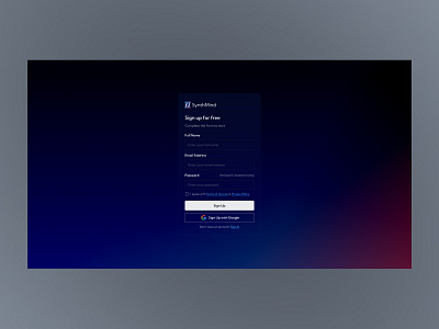 SynthMind - AI Web3 Bot Business & Technology Startup - Sign Up ai ai bot ai chat bot bot business chat bot chatgpt dark figma gradient landing page sign up startup tech technology ui ux web design web3 website