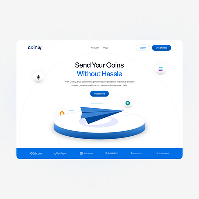 Coinly Hero Section illustration product design ui website design