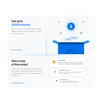 Website Benefits Section for Coinly animation illustration product design ui