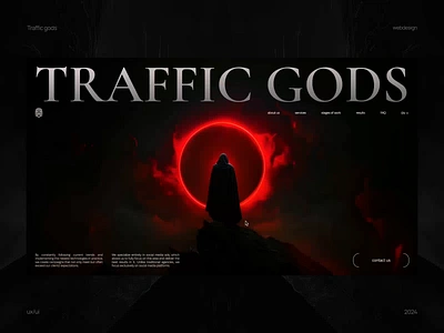 Traffic gods. Marketing agency website 3d agency ai animations awwards black dark design god gods landing landing page marketing minimalism red ui ux webdesign website