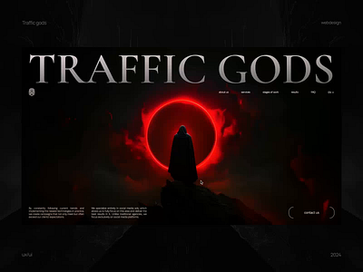 Traffic gods. Marketing agency website 3d agency ai animations awwards black dark design god gods landing landing page marketing minimalism red ui ux webdesign website