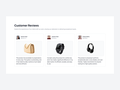 Customer review with product image carousel design client feedback client testimonials customer reviews quote design testimonial section user feedback user interface