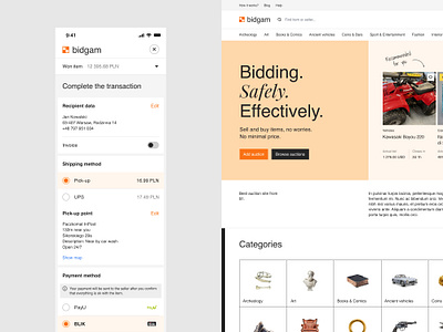 Auction website auction bidding freelance landing page ui ui design user interface ux ux design web design website