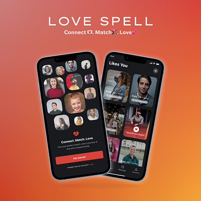 Love Spell – Mobile Dating App color darkmode dating design figma lightmode love mobile mobiledesign texture ui uidesign