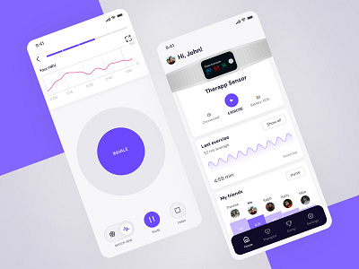 Therapp. Mobile App for track your heart rate. app apple watches bracelet charts design doctor graphic heart rate hrv medical app medicine mobile app nav. bar pause product design pulse running sport ui ux