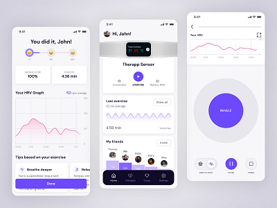 Therapp. Mobile App for track your heart rate. app design apple watches bpm bracelet charts design doctor heart medical app mobile app nav bar product design pulse rate running ui ux watches web web design