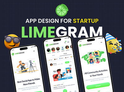 📱 Limegram - Social Media & Messenger Mobile App Design 📸💬 app app design branding design facebook concept design graphic design illustration instagram concept logo messendger app mobile app design social media app social media design telegram design ui ui kits ux vector