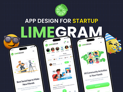 📱 Limegram - Social Media & Messenger Mobile App Design 📸💬 app app design branding design facebook concept design graphic design illustration instagram concept logo messendger app mobile app design social media app social media design telegram design ui ui kits ux vector