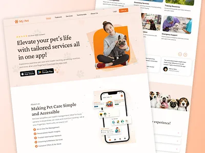 My Pet 🐶 - Landing page digitalpetcare petappdesign petcareinnovation petcaremanagement petcaresaas pethealth pethealthtracking petwellness uiuxdesign