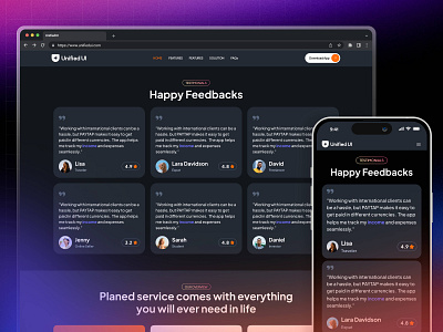 UnifiedUI - Testimonial Sections design digital business fintech landing landing page tech business testimonial testimonial sections ui ui design ui ux unified ui unifiedui ux web design website