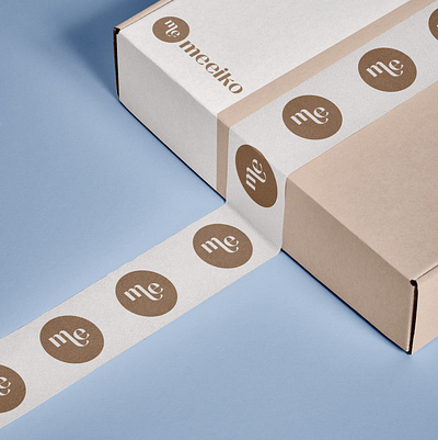 Meeiko - Logo and brand identity for e-commerce Korean cosmetics business card e commerce shop instagram post korean cosmetics logo design logo mark minimalistic neutral tones packaging design shop brand identity social media grid visual guidelines visual identity