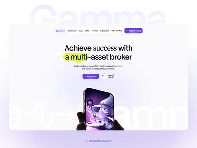 Gamma - Broker Platform banking broker platform crypto trading defi landing defi website financial fintech fintech platform fintech website design ico landing page payment system polkadot revolut saas startup token trading trading website website