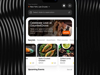 GourmetGrove – Mobile App UI Design for Restaurant booking website cafe logo cafe website creative mobile app delivery dashboard delivery logo food animation food app food delivery website food website mobile app design mobile app ui mobile app website mobile dashboard mobile login mobile ux restaurant app restaurant dashboard restaurant landing page restaurant website