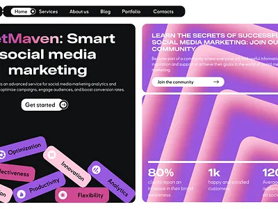 Net Maven - Smart Social Media Marketing landing page ui design ux design webdesign