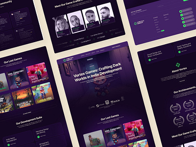 Vortex Games - Indie Dark Game Developer Landing Page figma gamer graphic design ui ux web design