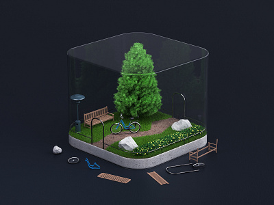 Exterior 3d icons - additional renders 3d 3dsmax bike blender c4d design house icon design icons nature photoshop render tree vray web design webshocker website