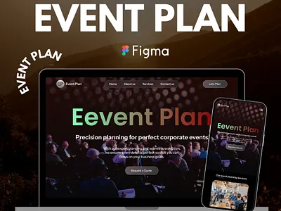 Event Plan Landing Page booking case study clients section contact us dark theme event plan events booking home landing page project meetings services uiux design web design website work process