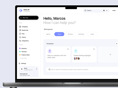 Avino AI: smart AI assistant ai ai assistant ai dashboard ai product ai product design ai tool artificiel intelligence clean design clean ui dashboard design dashboard ui design agency interface design modern design trending design ui ui ux uiux user interface user interface design