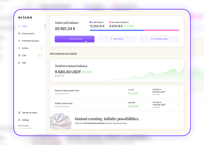 Crypto Investment Dashboard bank crypto crypto bank dashboard desktop finance investment money neo bank ui ux