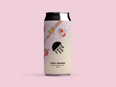 Pinky Promise X Full Circle Brew Co beer beer can brand brand identity branding can community design drink drink packaging flat illustration graphic graphic design hands illustration packaging people simple vector