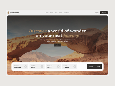 Travelway Travel Platform UI/UX branding design gold travel app travel landing page ui ux website
