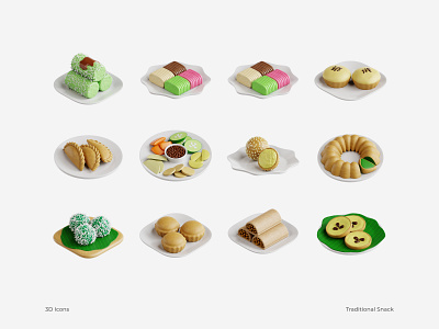 3D Traditional Snack 3d 3d icon blender food illustration foods illustration indonesia malaysia snacks thailand traditional food traditional snack vietnam