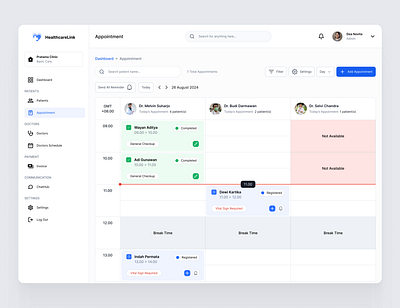 HealthcareLink - Patient Appointment Page for SaaS Healthcare admin b2b calendar clean clinic dashboard doctor hospital management medical records patient product design saas saas design schedule ui ux web