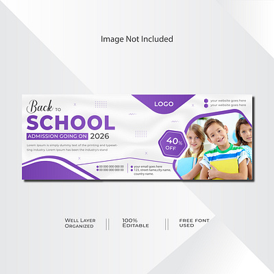 School Admission Facebook Cover Banner Template admission admission cover banner banner business class cover cover banner design education facebook cover graphic designer kids marketing school school admission social media social media cover banner student study template