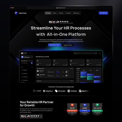 SaaS Landing Page Design admin dark mode dark theme dashboard design landing page platform saas startup ui ux web website